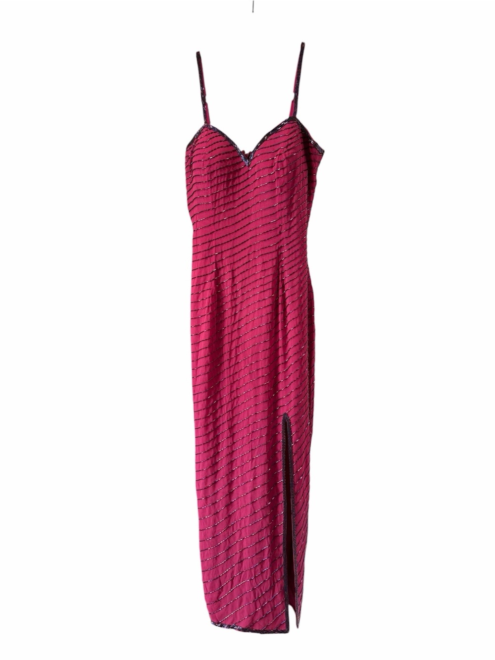 Vintage Y2K Cache Silk Beaded Bustier Maxi Dress Pink Size 2